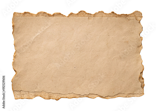 Blank Torn Edge Paper Sheet Rustic Texture Isolated on Transparent Background