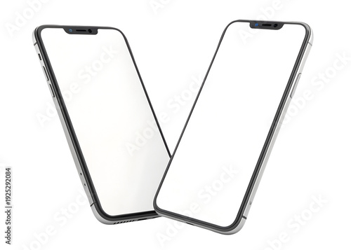 Modern Smartphone Mockup with Blank Screen Isolated on Transparent Background