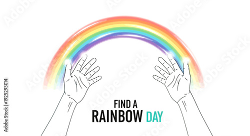 Hands Holding Rainbow with Inspiring Message.
