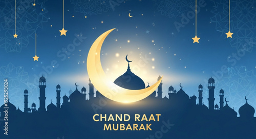 Chand raat mubarak islamic crescent moon night sky