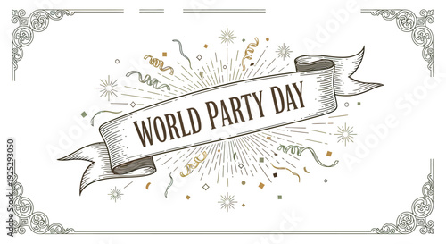 World Party Day Banner Celebration Decoration.