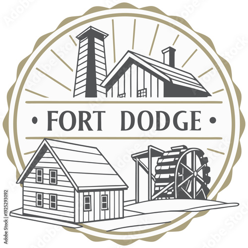 Fort Dodge Heritage Landmarks and Water Wheel Emblem