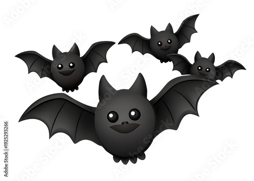 Swarm of Flying Black Bats Spooky Halloween Isolated on Transparent Background