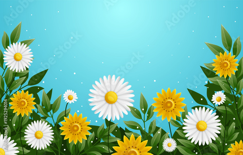 daisies on green background