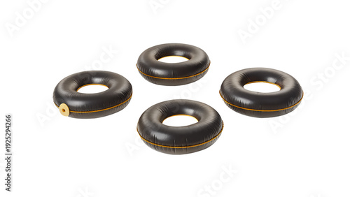 Inflatable Swimming Rings Various Views Isolated on Transparent Background