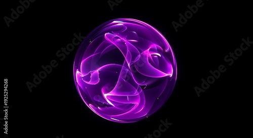 Glowing purple abstract design on a black background