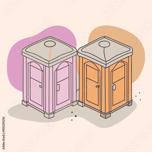 isometric-port-a-potty-and-security-tents-isolated.eps
