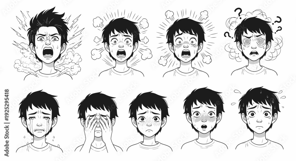 custom made wallpaper toronto digitalemotional expressions, young man, different feelings, stress, sadness