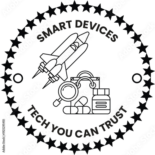 A black and white logo for smart devices that says tech you can trust