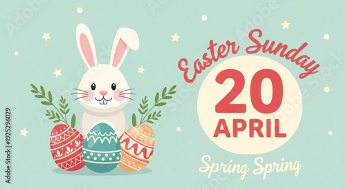 Easter sunday april 20th spring bunny eggs decoration