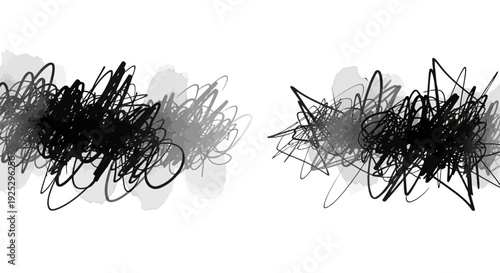Wallpaper Mural abstract scribbles, black and gray on white background Torontodigital.ca
