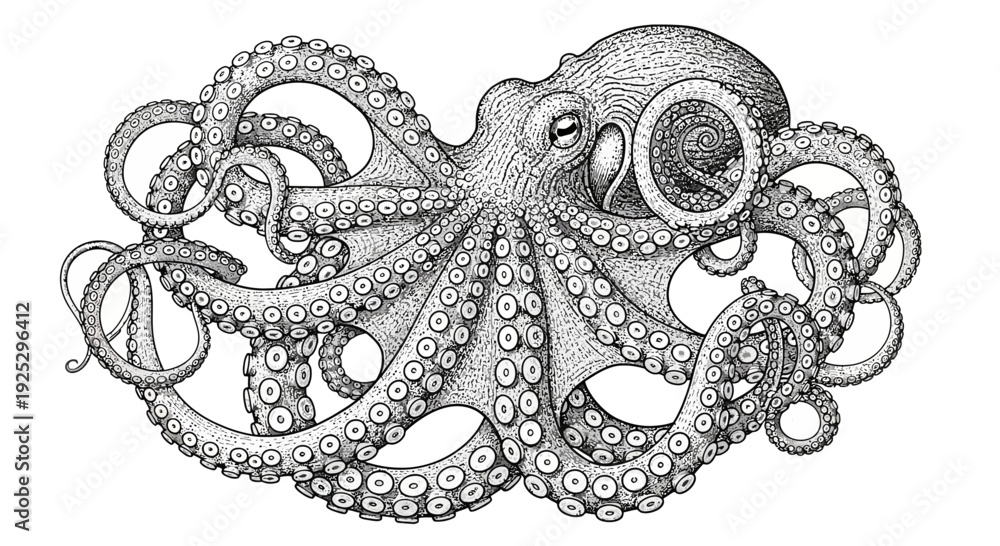 custom made wallpaper toronto digitaloctopus illustration, detailed vintage artwork, marine life