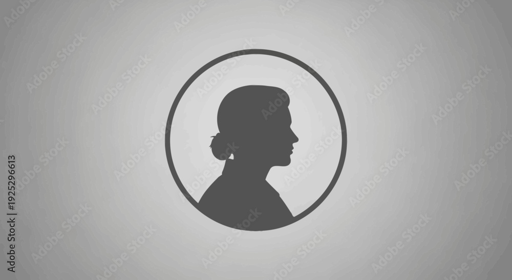 custom made wallpaper toronto digitalsilhouette woman profile in circle frame, grey background