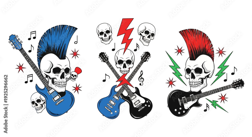 custom made wallpaper toronto digitalpunk rock skull guitars illustration, music and rebellion concept