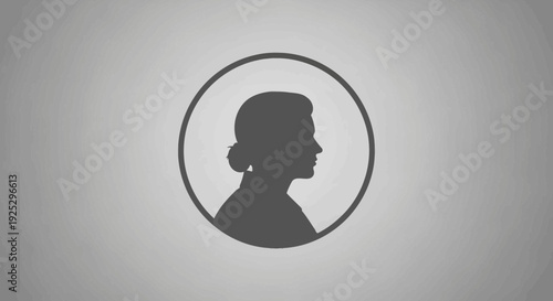 Wallpaper Mural silhouette woman profile in circle frame, grey background Torontodigital.ca