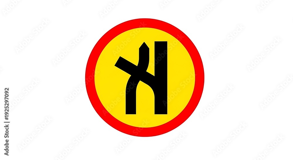 Obraz premium No overtaking road sign with red circle and yellow background