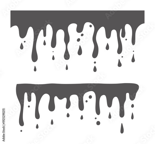Two horizontal lines of dark gray liquid dripping downwards blobs