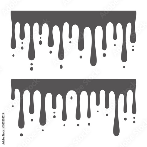 Two rows of dark grey dripping liquid or paint white