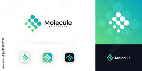 Science Technology Logo Joint Dot Connection Concept, Bio Molecular Test Symbol for Science, Pharmaceutical, Laboratory, Scientific Research, Chemistry Clinic, Medical Innovation. Vector Illustration.