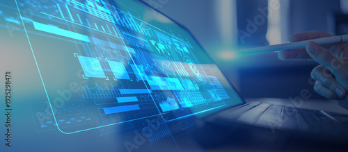 Big Data Analytics and Dashboard Interface on Virtual Screen.