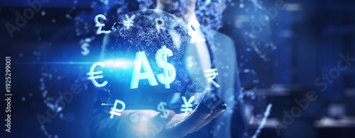 Australian dollar Global Currency Symbols in Digital Finance.