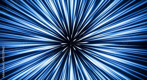 Abstract blue light trails radiating from a central point