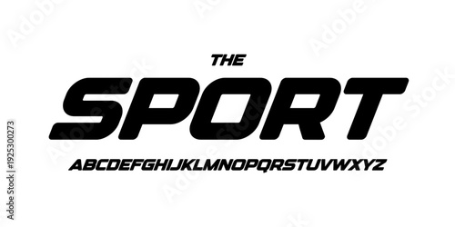 Dynamic sport alphabet with edgy cutout. Bold minimalistic angled font for racing logo, fast action, competitive race. Modern typographic design. Vector typeface