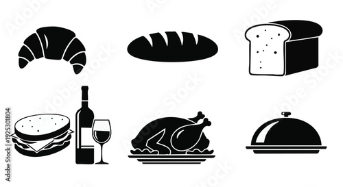 Set of 6 food icons vector