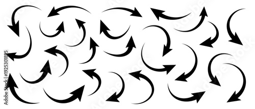 Arrow icon.  Curved arrows.  Modern simple arrows. Collection different arrows