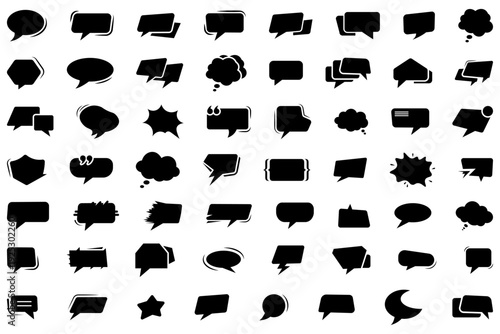 Large collection of speech bubbles for diverse graphic design layouts. Speech bubble set for comic book dialogue and messaging. Set of speech bubbles.