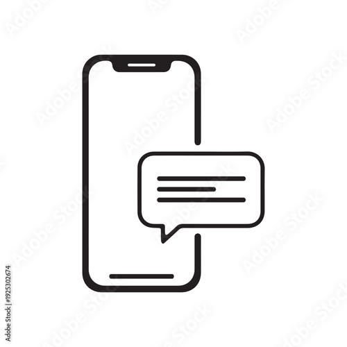 Smartphone and message icon flat style isolated on white background. Sms symbol. Vector illustration
