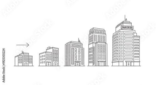 Business growth concept 3D illustration with upward arrow and staircase symbol