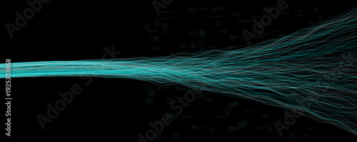 AI Line Data Flow Digital Information Energy Stream on Black Background. Neural Network Nerve Communication Signals. Bio Science and Digital Technology Abstract Energy Concept. Vector Illustration