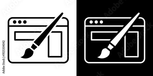 Web Design icon set concept in flat black and white style on clean background vector illustration design.