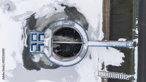 Discharge of excess water from the lake, winter