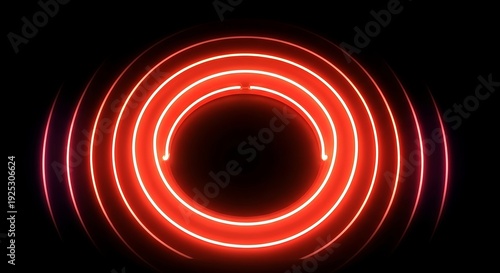Glowing red circular light trails on dark background