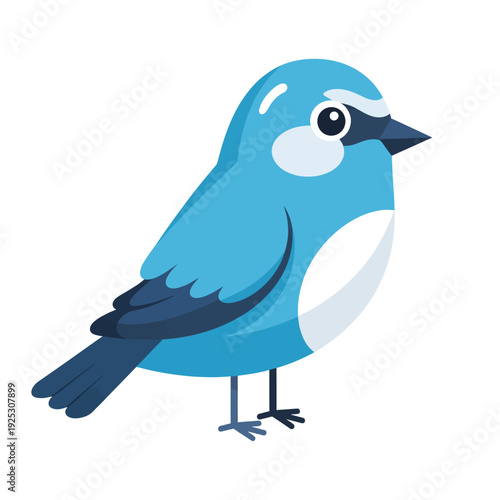 Cute Blue Bird Cartoon Character, Adorable Small Bird Illustration, Vector Art