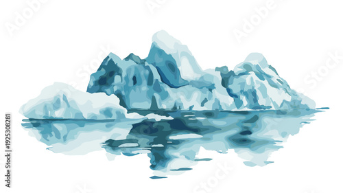 Jokulsarlon Glacier Lagoon. Jokulsarlon Glacier Lagoon watercolor vector illustration