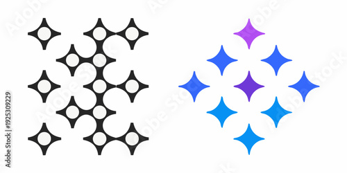 Geometric patterns featuring diamond shapes in contrasting colors