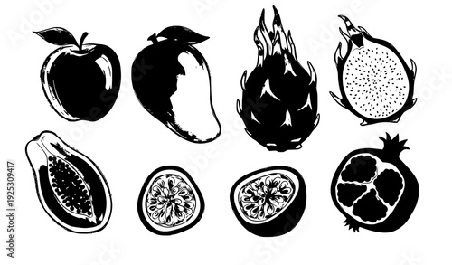 Hand drawn fruit artwork for t shirt and poster vector