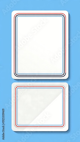 Empty Modern Graphic Frame Mockup with Rounded Corners - Minimalist Vector Border Template Isolated on Blue Background