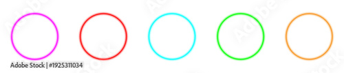 Neon frames circle set, glowing colored round shapes. Set of fiFilenamee Filenameibrant neon circle frames in Filenamearious colors. glowing round shapes with light effects.