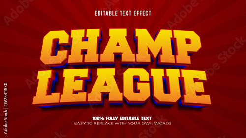 champ league editable text effect 3d vector premium