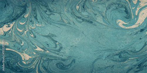 Abstract blue water surface with a frozen ice texture and winter frost pattern creates a cold marble grunge design on this light nature wallpaper