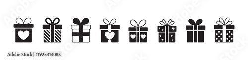 Set of gift box icons for holiday celebration and gift giving vector art