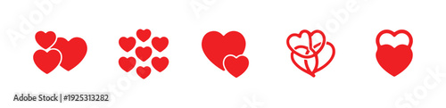 Connected hearts vector illustration collection symbol of love and affection for valentine's day designs