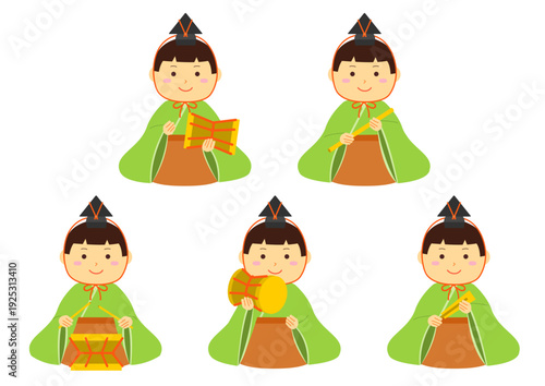 雛祭りの五人囃子のイラスト
