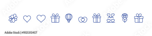 Flower, heart, gift, hot air balloon, rings, hearts, rose icons