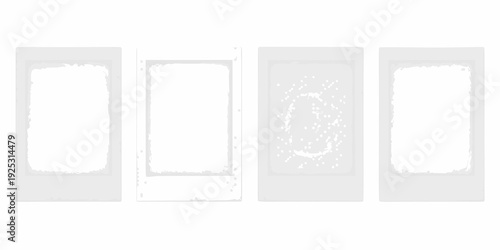 Four rectangular frames with varying degrees of textured white fill