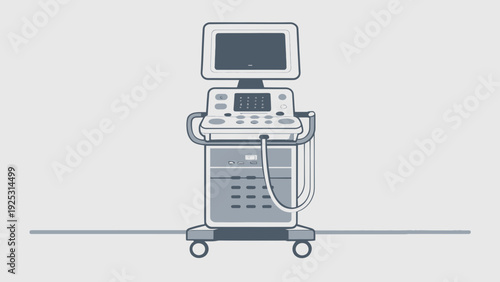 Medical Ultrasound Machine on Rolling Cart